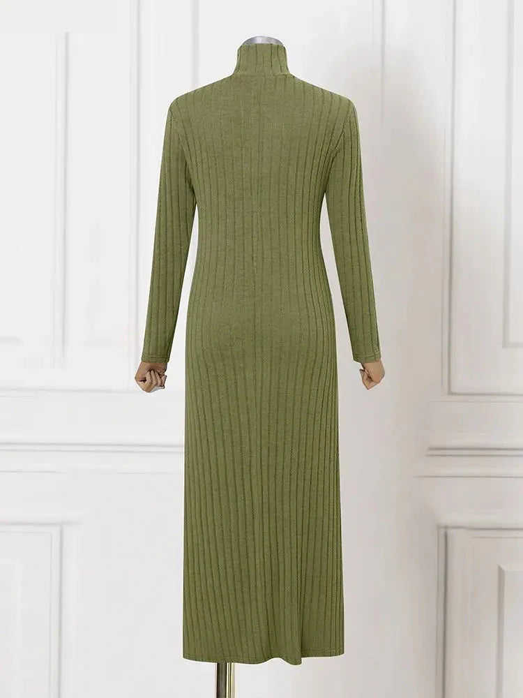 Vonda | Elegant Turtleneck Knit Maxi Dress