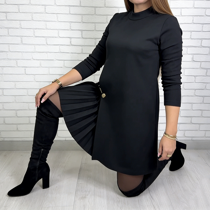 Evelyn | Long Sleeve Pleated Dress